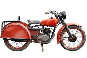 Fototapeta premium Motorcycle with sidecar isolated on white background