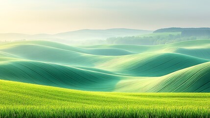 Obraz premium Expansive Green Hills in a Panoramic Landscape View