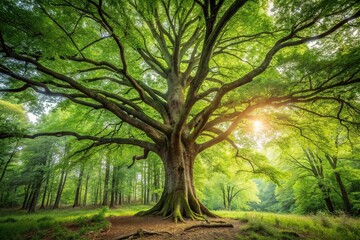 Majestic big tree standing tall in the forest, showcasing integrity and strength