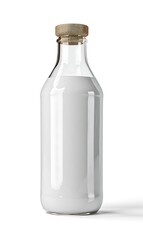 Old glass bottle of milk isolated on white background