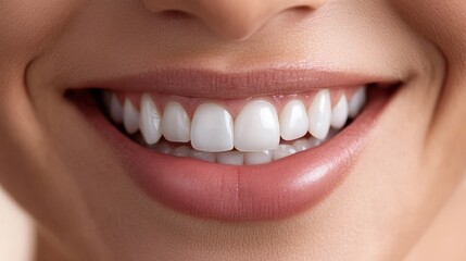 Obraz premium Close-up of a smiling person showcasing bright, healthy teeth.