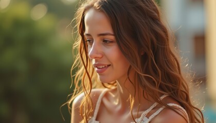 Fototapeta premium Young woman's emotional face on a simple background. An amazing portrait of youthfulness and elegance.