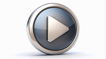 sleek, metallic play button, ready to start your media.
A circular, chrome-plated play button, inviting you to press and play.