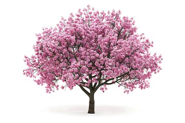 Obraz premium Pink flower sour cherry tree isolated on white background