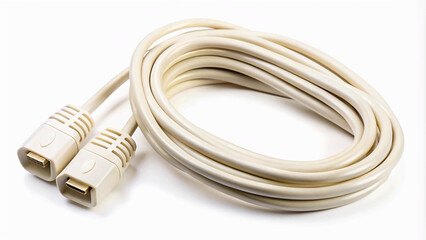Naklejka premium close-up shot of a DisplayPort cable, showcasing its metallic finish and intricate design. A versatile DisplayPort cable, perfect for connecting your computer to a monitor or projector.