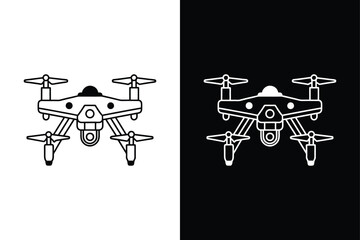 Drone Icon Collection. Flat Black & White Vector for Apps and Websites