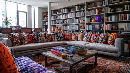 Obraz premium A vibrant living room with colorful