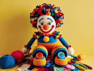 Fototapeta premium clown with a ball of yarn
