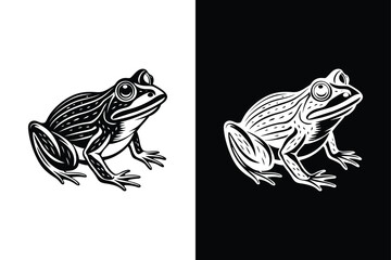 Frog Icon and Silhouette Vector. Clean Design for White and Black Backgrounds