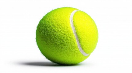 A photostock of a yellow tennis ball on a white background, ideal for sports or recreation content.
