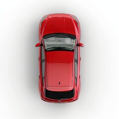 Red car, top view isolated on white background