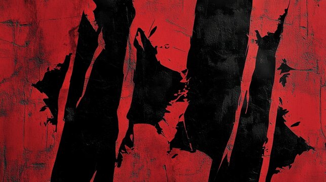 This captivating composition showcases jagged shapes in deep black and bold red, creating a vibrant contrast. The central area invites clean text placement, enhancing its modern minimalistic appeal.
