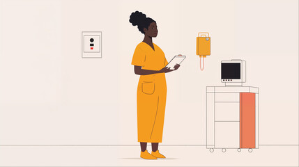 Nurse with Medical Equipment: Healthcare and Technology