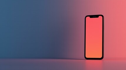 Smartphone with Orange Screen: Mobile Technology Mockup