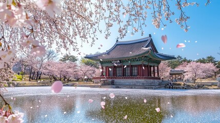 Fototapeta premium Cherry Blossom View on a Bright Spring Day