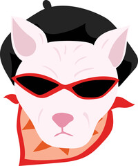 Cute cat face cartoon. Vector illustration.