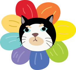 Cute cat face cartoon. Vector illustration.