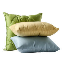 Colorful Decorative Pillows Stacked with Varied Textures and Shades