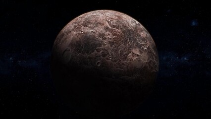 Rocky Cratered Planet in Space