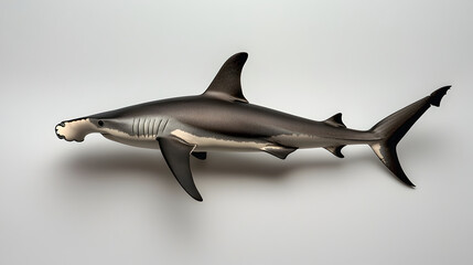 Fototapeta premium Detailed illustration of hammerhead shark showcasing its unique head shape and streamlined body. design emphasizes sharks features, creating striking visual impact