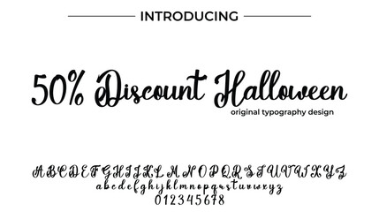 50% Discount Halloween Font Stylish brush painted an uppercase vector letters, alphabet, typeface