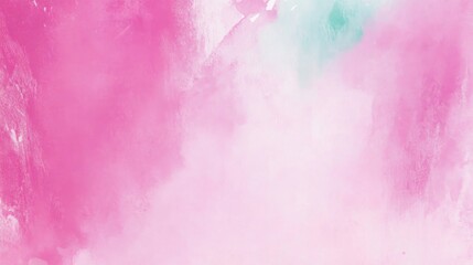 Obraz premium Photo of, Pink background with abstract watercolor splashes and brush strokes in soft pastel shades of peach and sky blue for design, banner template