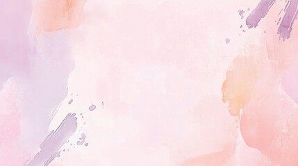 Photo of, Pink background with abstract watercolor splashes and brush strokes in soft shades of lavender and mint green for design, banner template