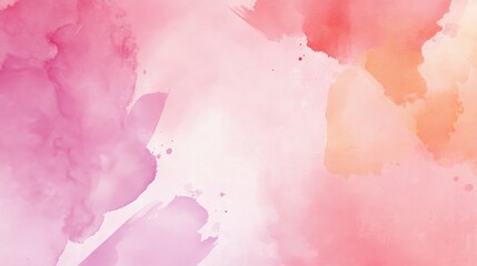 Photo of, Pink background with abstract watercolor splashes and brush strokes in soft shades of lavender and mint green for design, banner template