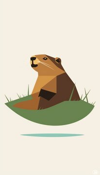 recommend clip art: Minimalist Groundhog Day Card with Stylized Geometric Groundhog Design for Personalization