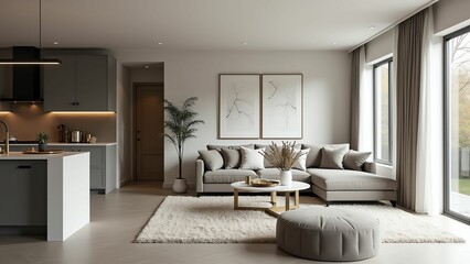 Exquisite Contemporary Open Concept Living and Dining Room Design