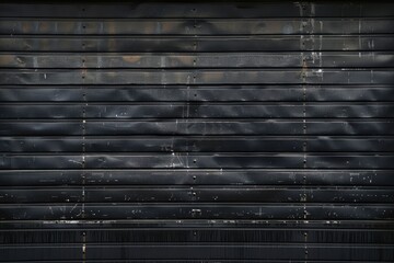 Black metal garage door in background