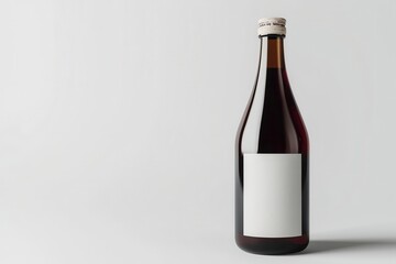 Blank label on isolated white Sake bottle