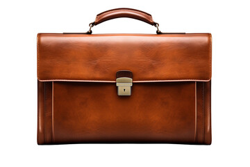 Elegant Brown Leather Briefcase with Lock Closure