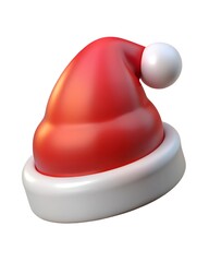 Santa Claus hat 3D render icon isolated on white background