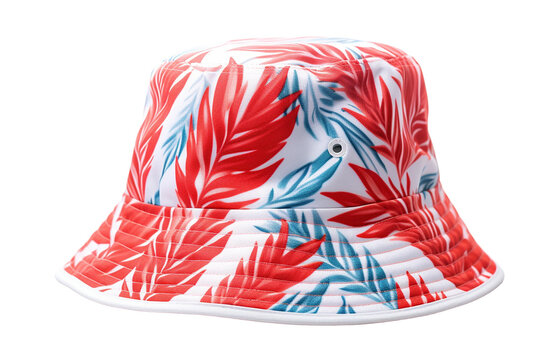 Vibrant Tropical Foliage Bucket Hat with Bold Red and Blue Leaf Patterns