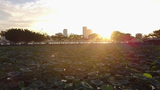 Drone Vietnam - Hanoi, West Lake - Sunset