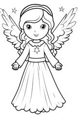 Fototapeta premium Coloring Page with Christmas magic angel.