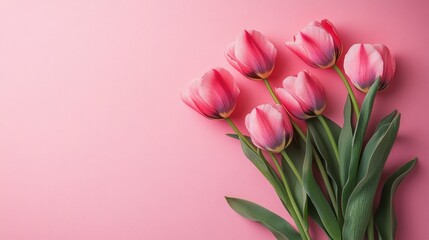 Fototapeta premium Tulip background for Women's Day or Mother's Day with copy space.