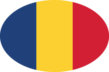 Oval shaped national flag of the European country of ROMANIA