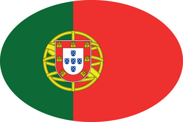 Obraz premium Oval shaped national flag of the European country of PORTUGAL