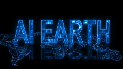 AI earth text technology earth map glow