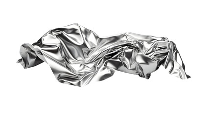 Crumpled Aluminum Foil on White Background