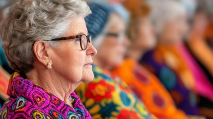 Obraz premium Seniors attending a cultural exhibition, viewing traditional crafts