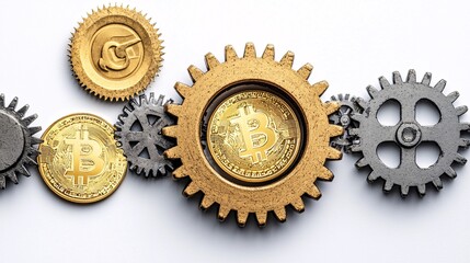 Interconnected Gears in Motion: A Close-Up of Mechanical Components with One Unique Gear Highlighted