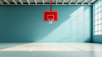 Athlete practicing free throws in an empty gym sharp focus clean background ultra HD high detail
