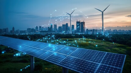 Futuristic Cityscape with Renewable Energy Features