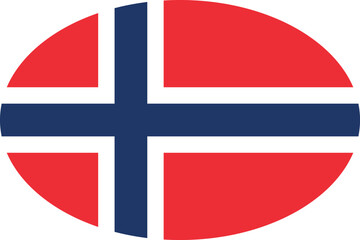 Oval shaped national flag of the European country of NORWAY