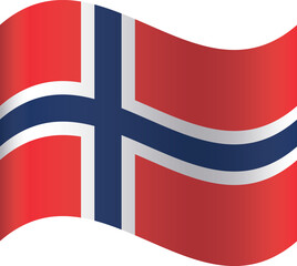 Naklejka premium Waving shaped national flag of the European country of NORWAY