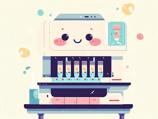 Oversized ELISA, cute, antibody microarray elements, flat illustration