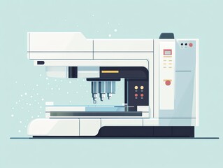 Cute ELISA machine, large size, antibody and microarray tech, flat design